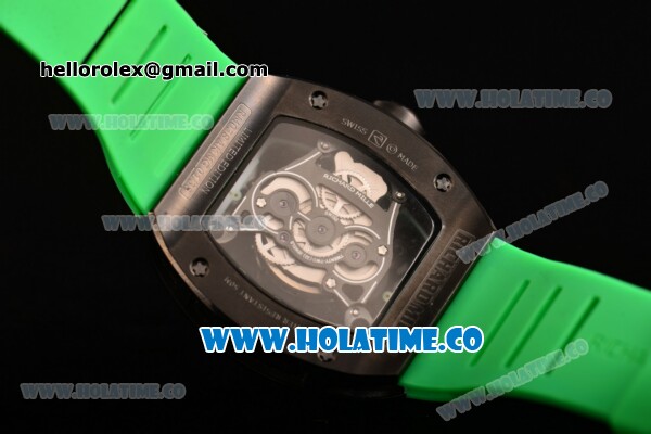 Richard Mille RM 038 Asia Automatic PVD Case with Skeleton Dial and Green Rubber Strap - Click Image to Close